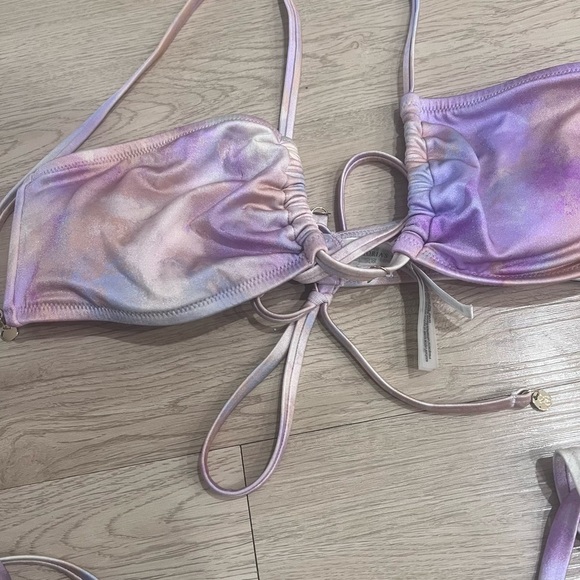 VICTORIA SECRET Purple Tie Dye Multiway Halter Bikini Top Adjustable Bikini Set - Picture 9 of 13